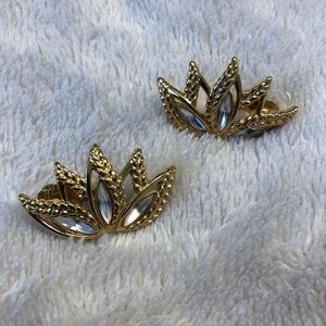 Elegant Gold and Silver Leaf Clip Earrings